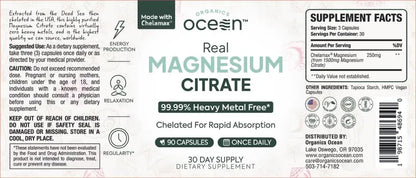 Organics Ocean Real Magnesium Citrate – High-Absorption Chelated Magnesium for Energy, Relaxation, and Regularity – 6 Pack BritishVita | Premium UK Vitamins & Wellness Supplements