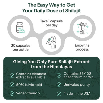 Organics Ocean One-Per-Day Shilajit Capsules – Age-Defying, Bone Strength & Hormone Support