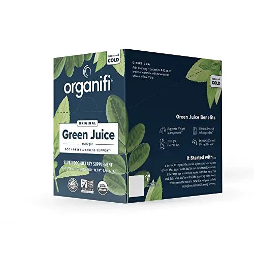 Organifi GO Packs: Green Juice - Organic Travel Greens Powder (30 Packs) BritishVita | Premium UK Vitamins & Wellness Supplements