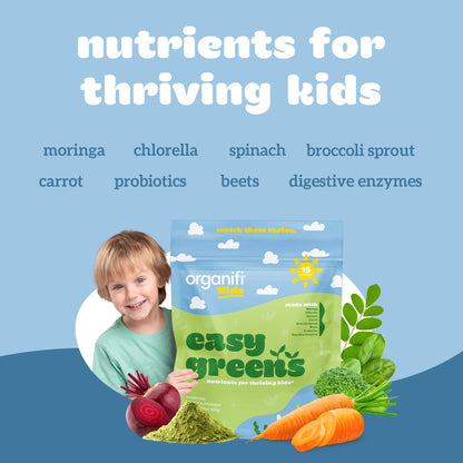 Organifi Kids Easy Greens Probiotics - Veggie Superfood for Kids, 15 Servings