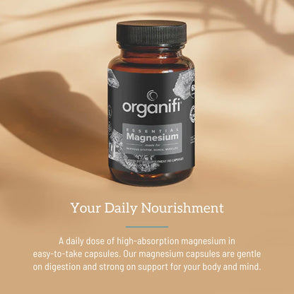 Organifi Essential Magnesium Glycinate 150mg | Bone & Muscle Health | 60 Vegan Capsules