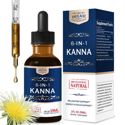 ORGANIHERBENCE Kanna Drops (2oz) – 6-in-1 Relaxation, Energy & Focus