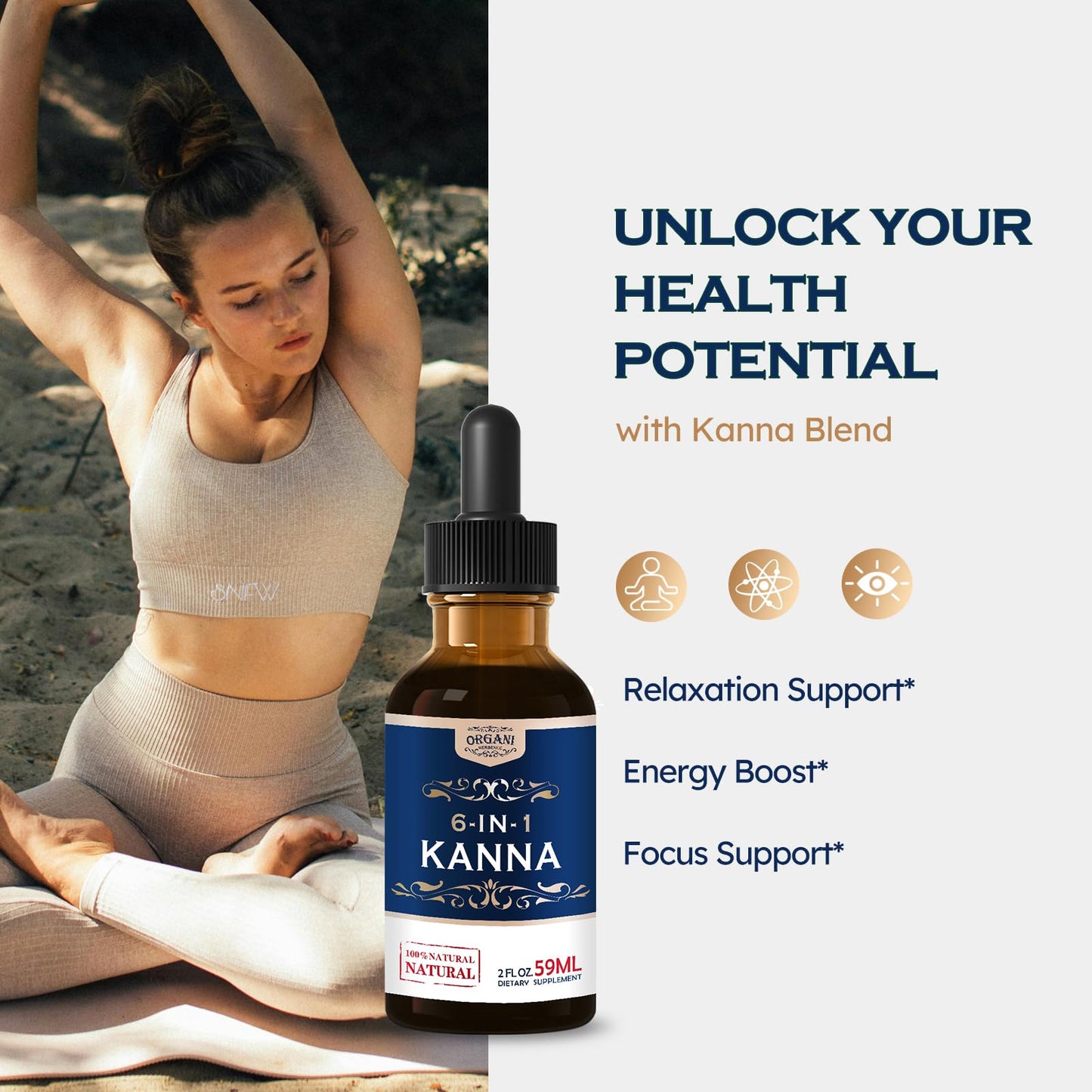 ORGANIHERBENCE Kanna Drops (2oz) – 6-in-1 Relaxation, Energy & Focus