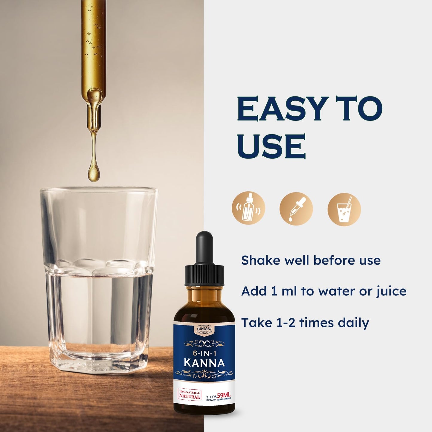 ORGANIHERBENCE Kanna Drops (2oz) – 6-in-1 Relaxation, Energy & Focus