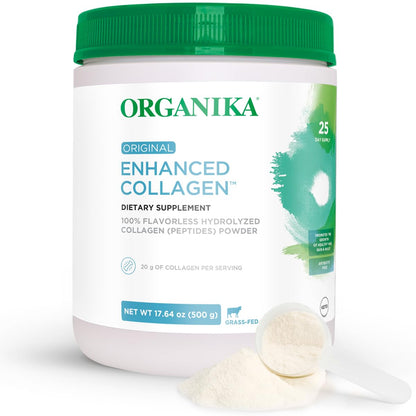 Organika Hydrolyzed Collagen Peptides Powder – Unflavored, Grass-Fed, Keto | 18 oz (25 Day Supply)
