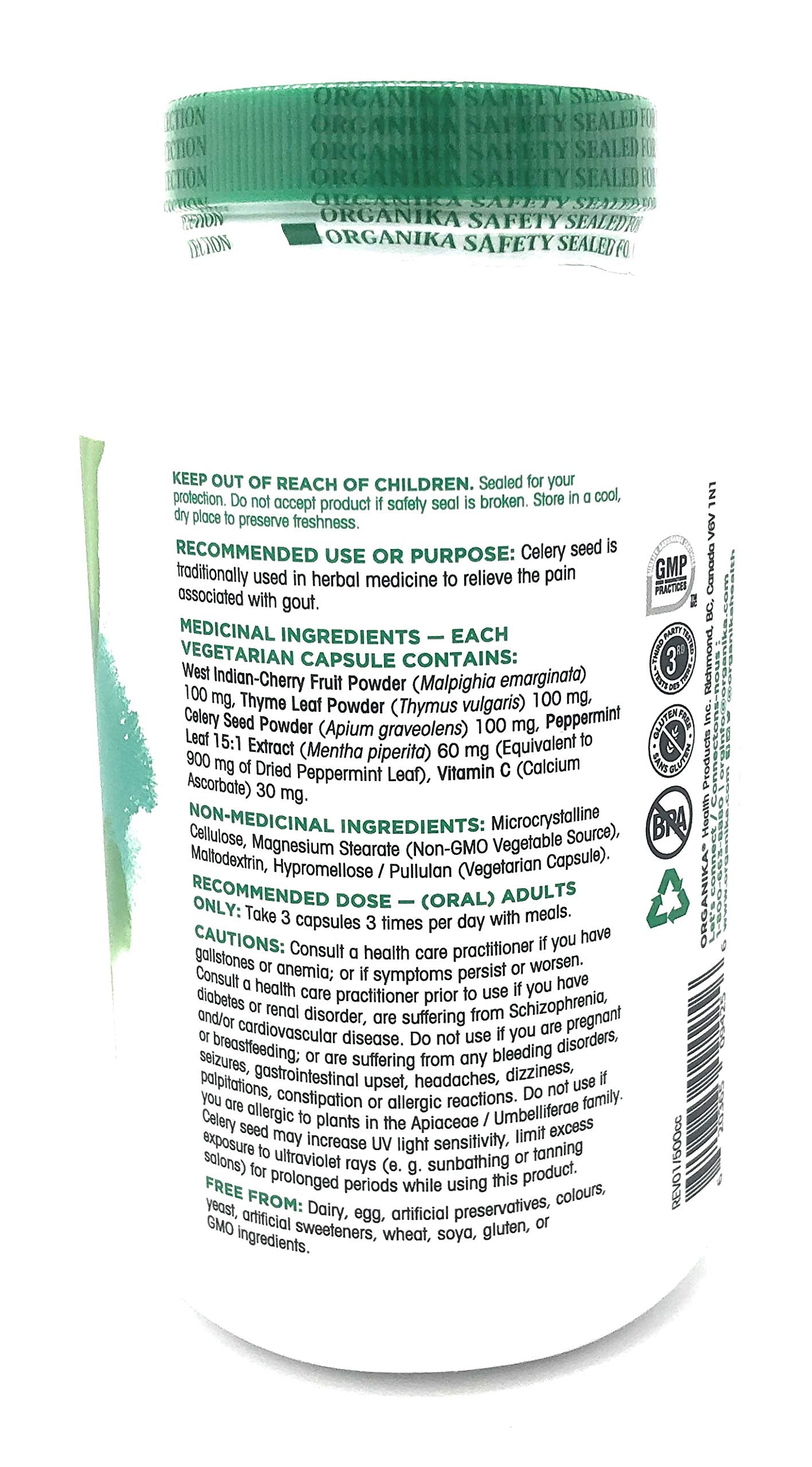 Organika Goutrin 270 Vegetarian Capsules - Natural Uric Acid Support