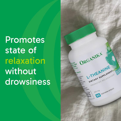 Organika L-Theanine Supplement 8 oz - 90 Capsules | 90 Day Calm & Focus