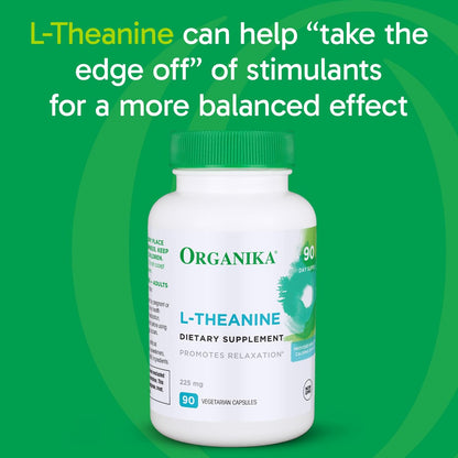 Organika L-Theanine Supplement 8 oz - 90 Capsules | 90 Day Calm & Focus