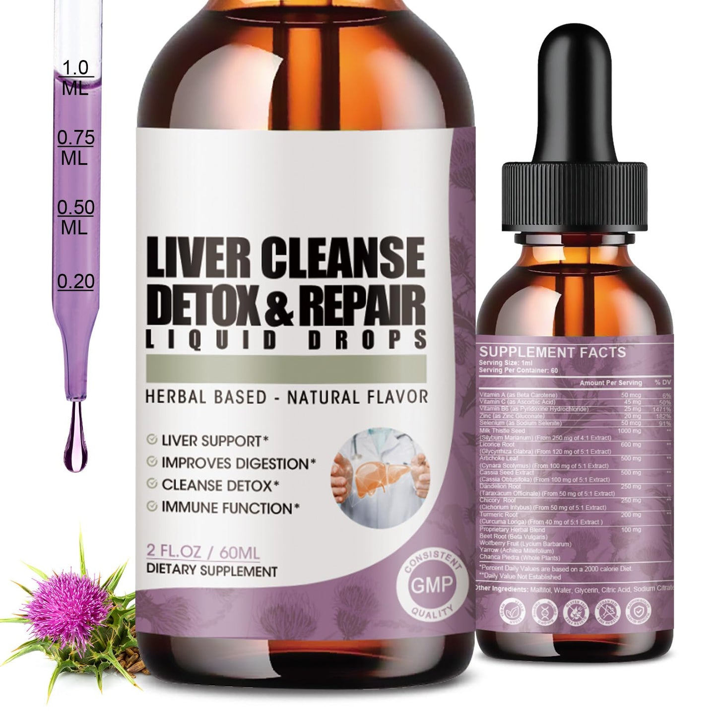 ORGEUOS 2 Pack Liver Cleanse Detox Drops – Milk Thistle & Artichoke Extract, 4 Fl Oz (Vegan)
