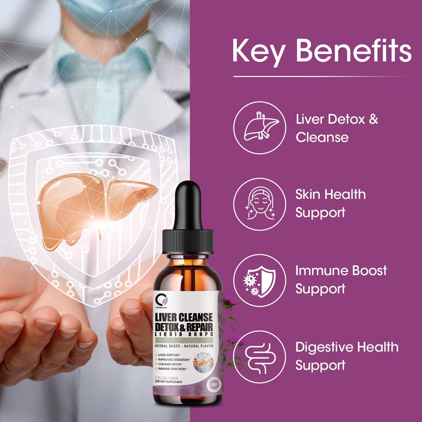 ORGEUOS 2 Pack Liver Cleanse Detox Drops – Milk Thistle & Artichoke Extract, 4 Fl Oz (Vegan)