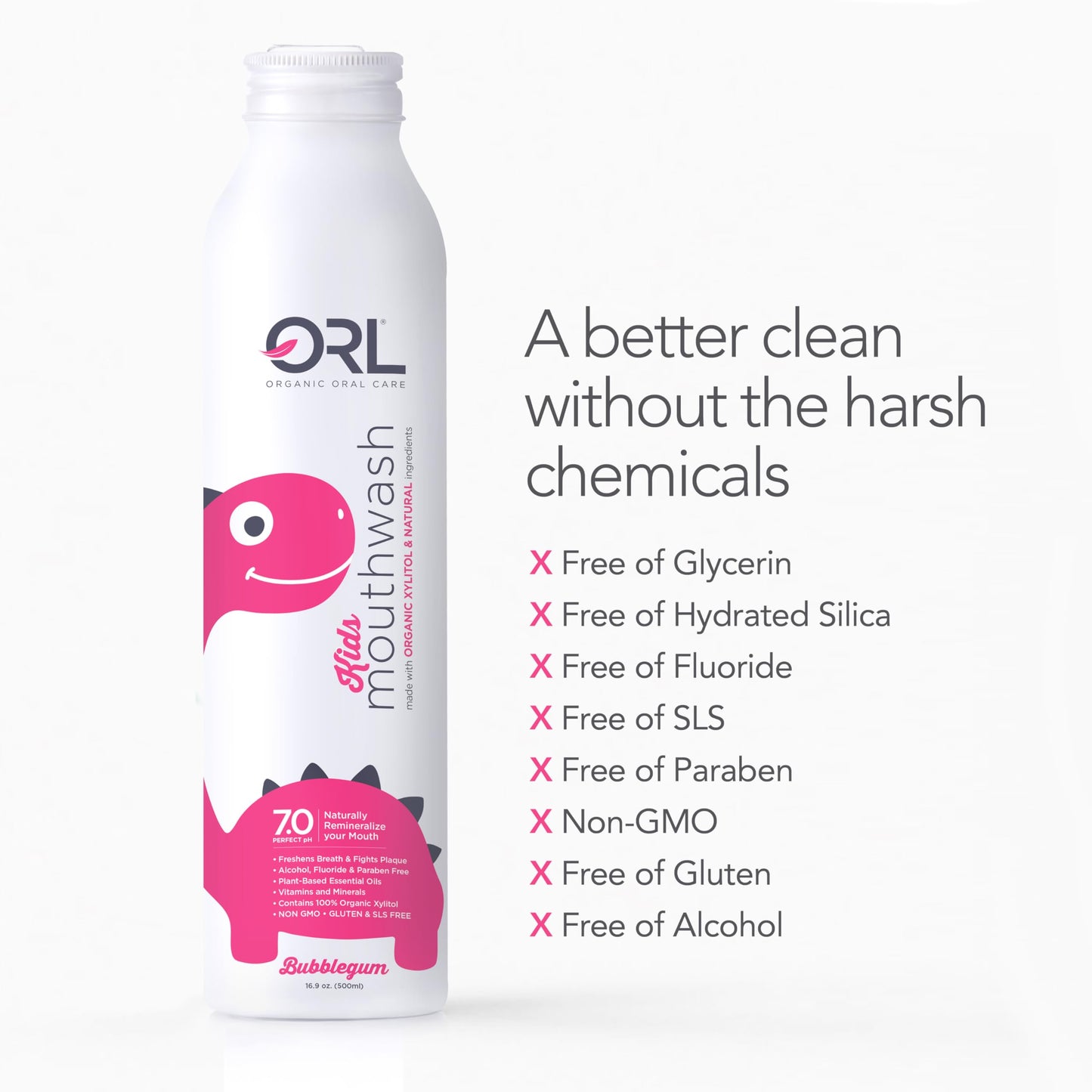 ORL Kids Natural & Organic Mouthwash – Fluoride & Alcohol Free | Clean, Whiten & Strengthen Enamel