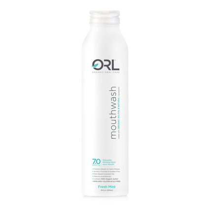 ORL Natural & Organic Alcohol-Free Mouthwash - 7.0 pH, Xylitol, Aluminum Bottle 16.9 oz