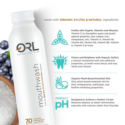 ORL Natural & Organic Mouthwash – Clean, Whiten Teeth, Strengthen Enamel