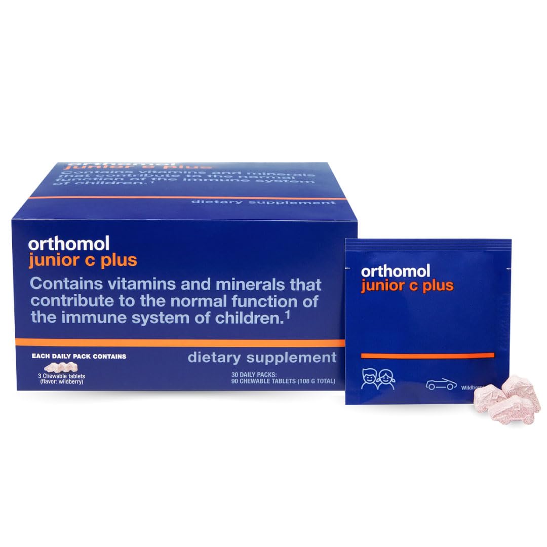 Orthomol Immun Junior C Plus – Kids Multivitamin, Wildberry Flavor, 30-Day Supply