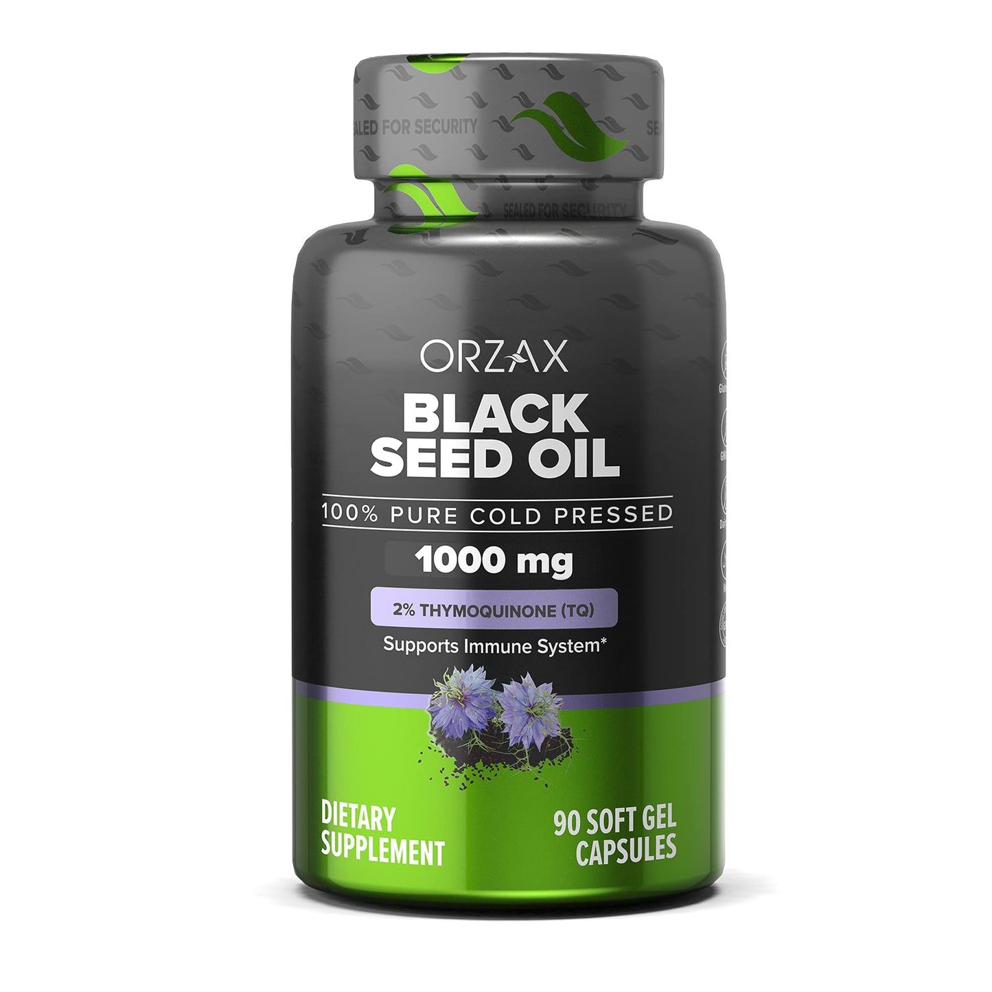 ORZAX Black Seed Oil 1000 mg – Cold-Pressed, 90 Softgels | Non-GMO, Omega 3-6-9, Thymoquinone