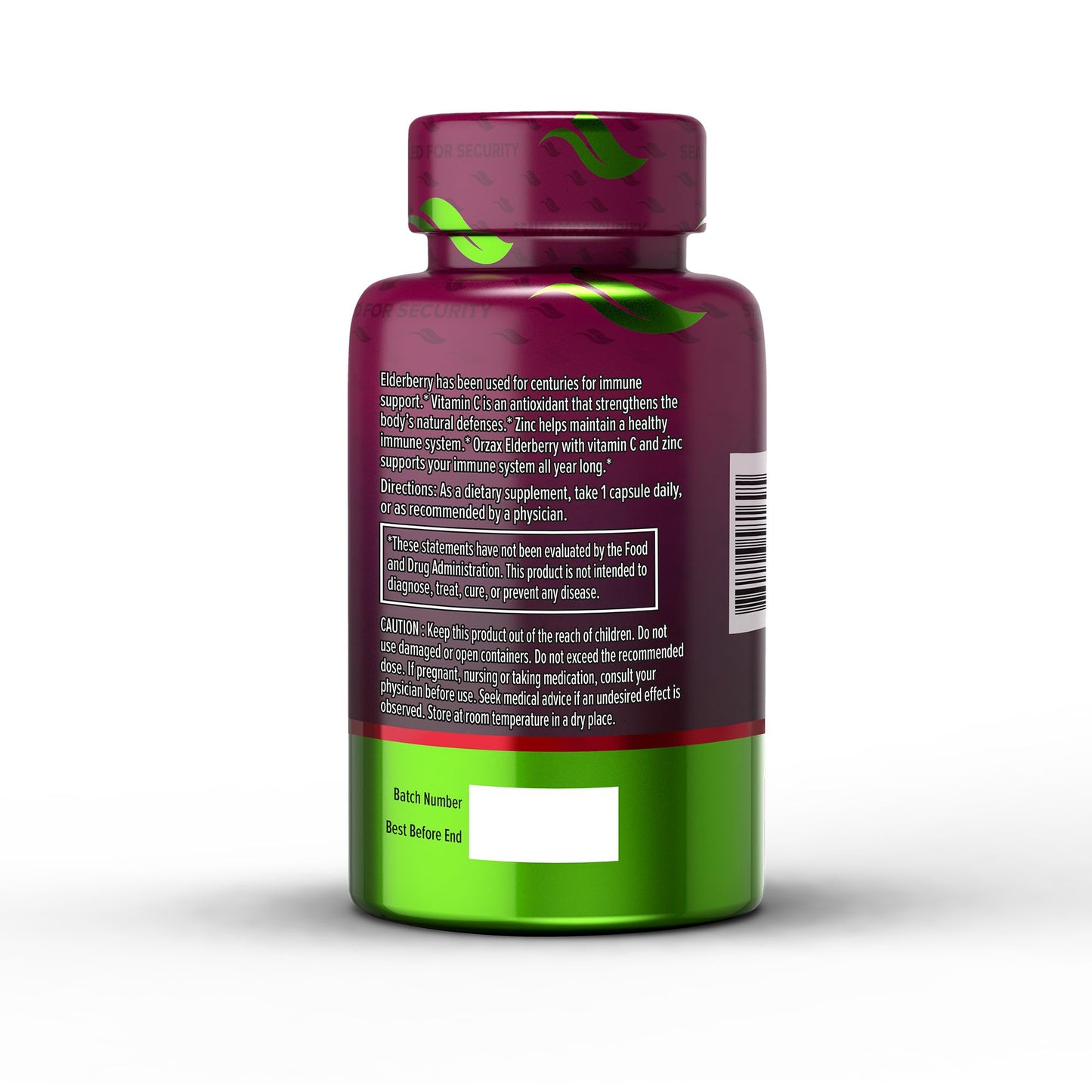 ORZAX Elderberry Capsules – Immune Support with Vitamin C & Zinc | 60 Vegetable Capsules