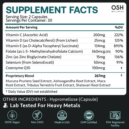 Osh Wellness Men's Fertility Support & Prenatal Vitamins – Ayurvedic Conception & Sperm Health