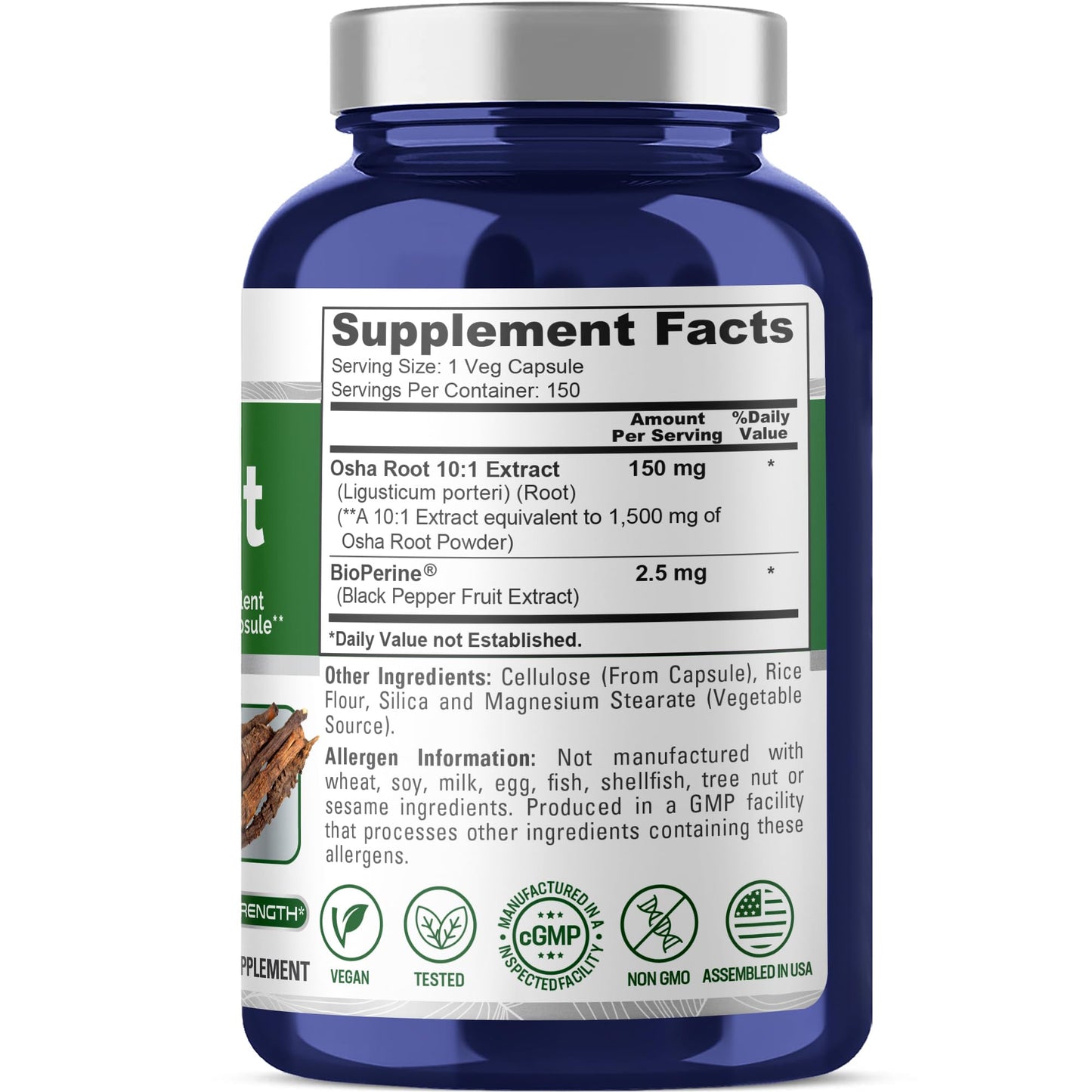 NusaPure OSHA Root Extract 1500 mg – 150 Vegan Caps (10:1, Bioperine, Non-GMO)