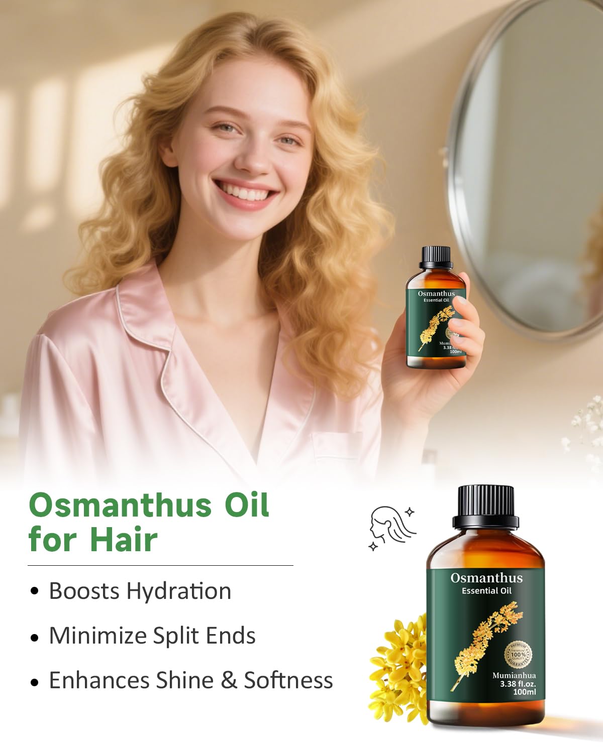 Pure Osmanthus Essential Oil – Diffuser, Skin, Air Purifier, Candles | 3.38 Fl Oz