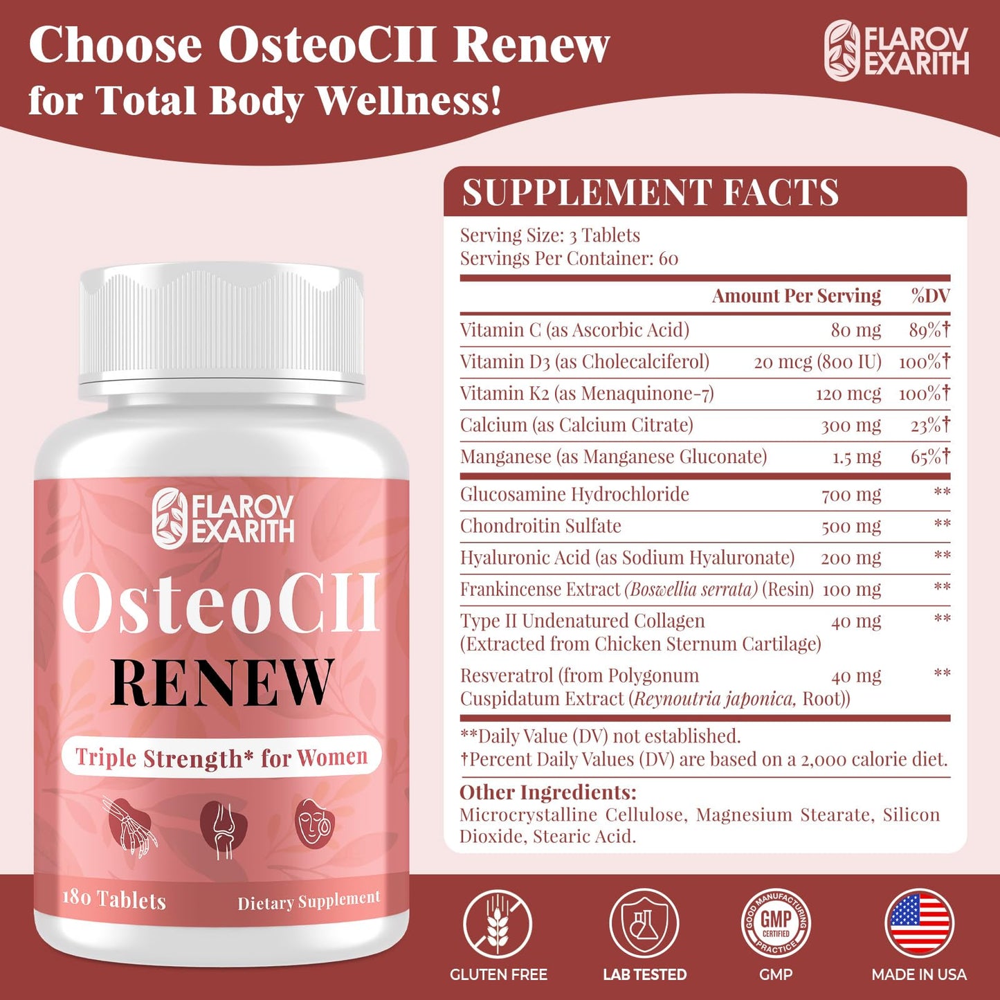 Joint Supplements for Women - OsteoCII Renew Triple Strength