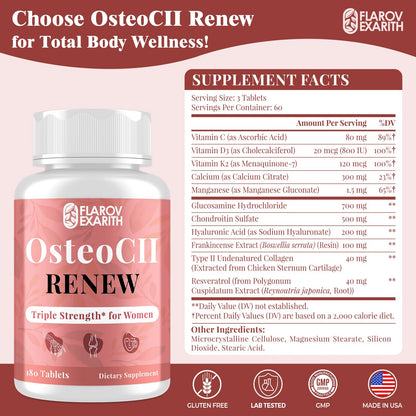 Joint Supplements for Women - OsteoCII Renew Triple Strength
