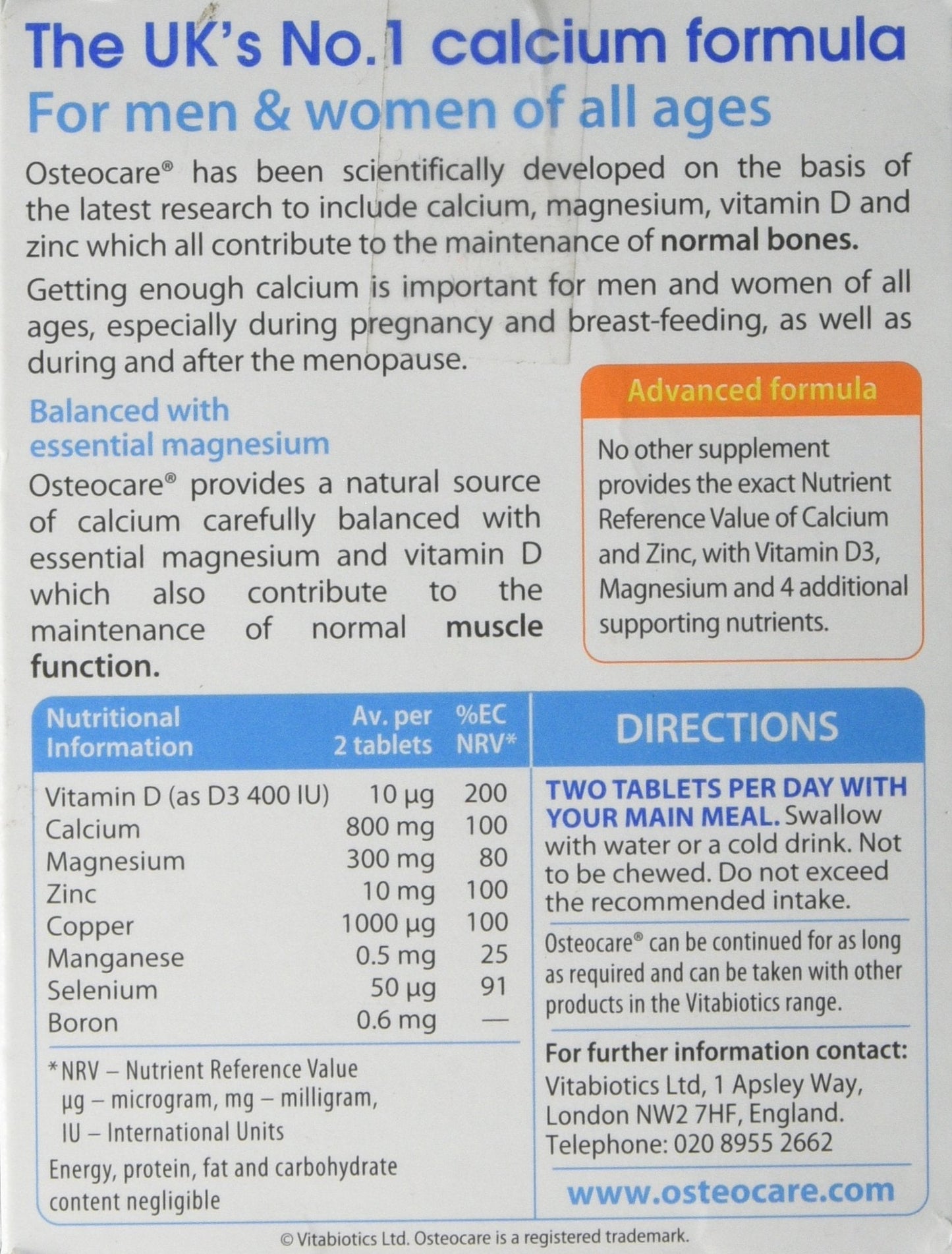 Osteocare 90 Tablets – Calcium & Vitamin D3 Supplement