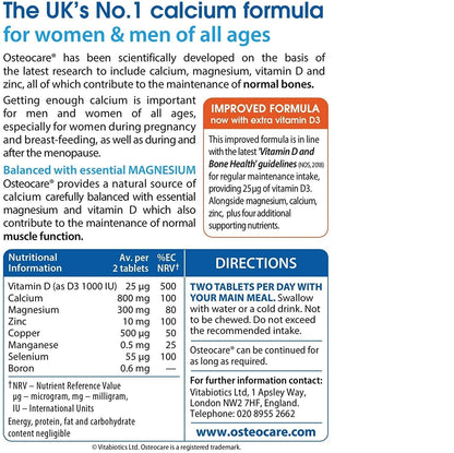 Vitabiotics Osteocare Calcium 800mg with Vitamin D3, Magnesium & Zinc – 90 Tablets | Bone Health & Immunity