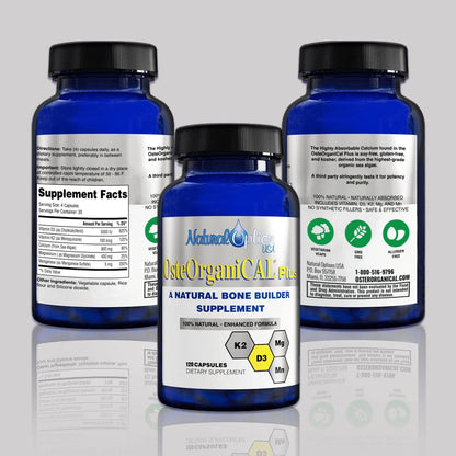 Osteorganical Plus – Organic Plant-Based Calcium with Vitamin D3, K2, Magnesium Glycinate & Manganese (720 Count) Pack of 6