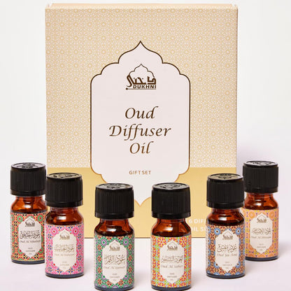 Oud Diffuser Oil Gift Set – 6 x 10ml | Pure Halal Oudh Oils | Dukhni