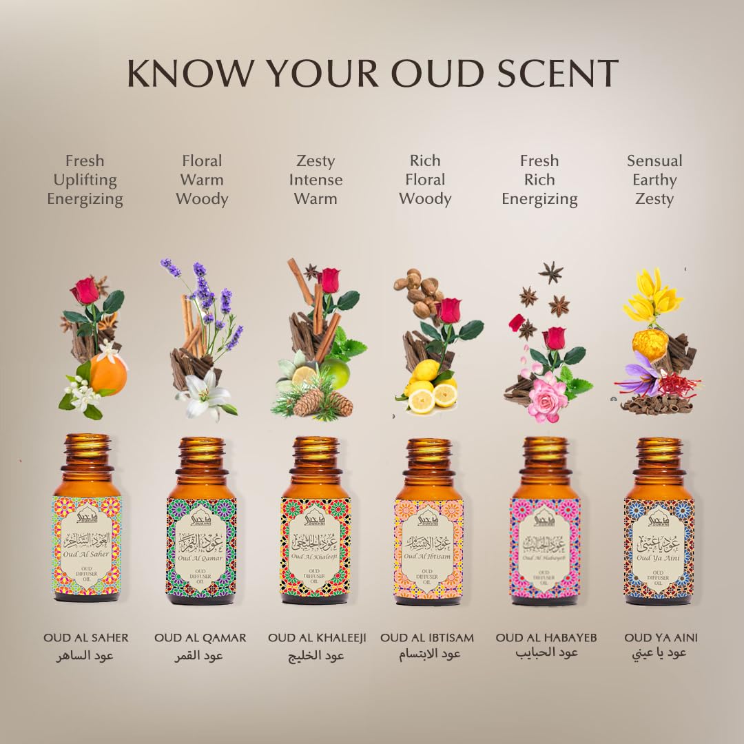 Oud Diffuser Oil Gift Set – 6 x 10ml | Pure Halal Oudh Oils | Dukhni