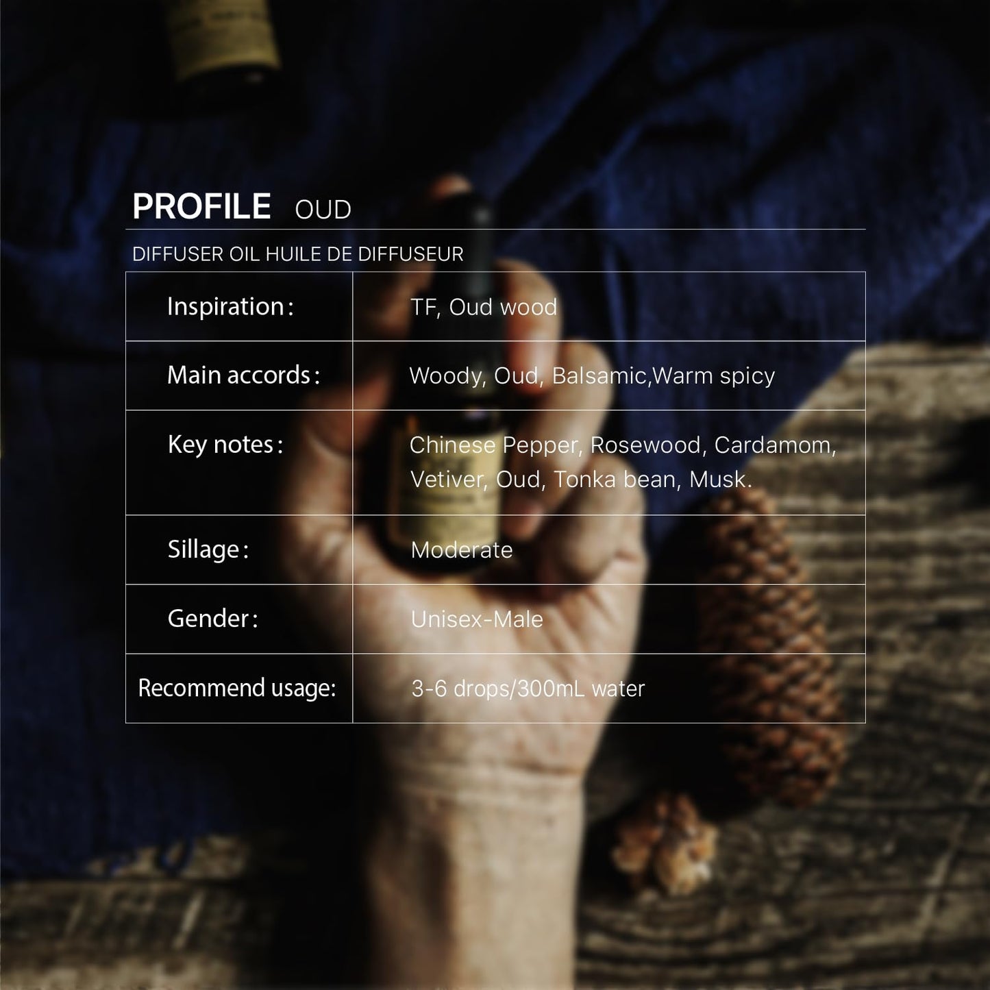 Oud Diffuser Oil – Niche Scent with Oud, Rosewood & Spices | 0.33 oz / 10 ml