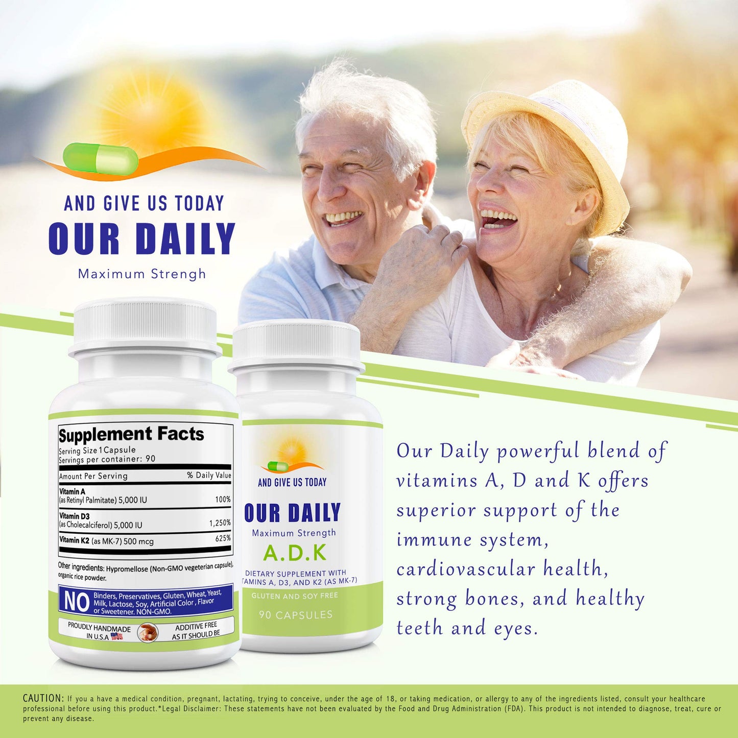 Our Daily Vites ADK Supplement – Vitamin A, D3 & K2 (MK7) for Bone & Immune Support