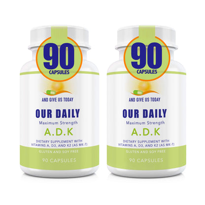 Our Daily Vites ADK Supplement – Vitamin A, D3 & K2 (MK7) for Bone & Immune Support