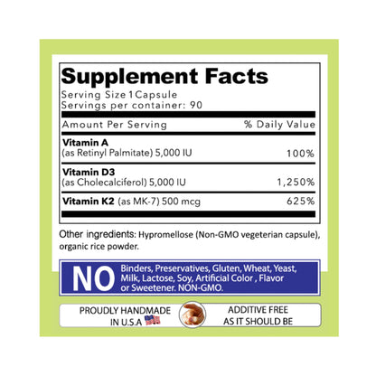 Our Daily Vites ADK Supplement – Vitamin A, D3 & K2 (MK7) for Bone & Immune Support