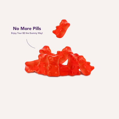 Ourui One Vitamin B2 Gummies 400mg – Riboflavin 400mg + CoQ10 150mg + Magnesium 200mg | 60 Vegan Raspberry Chewables