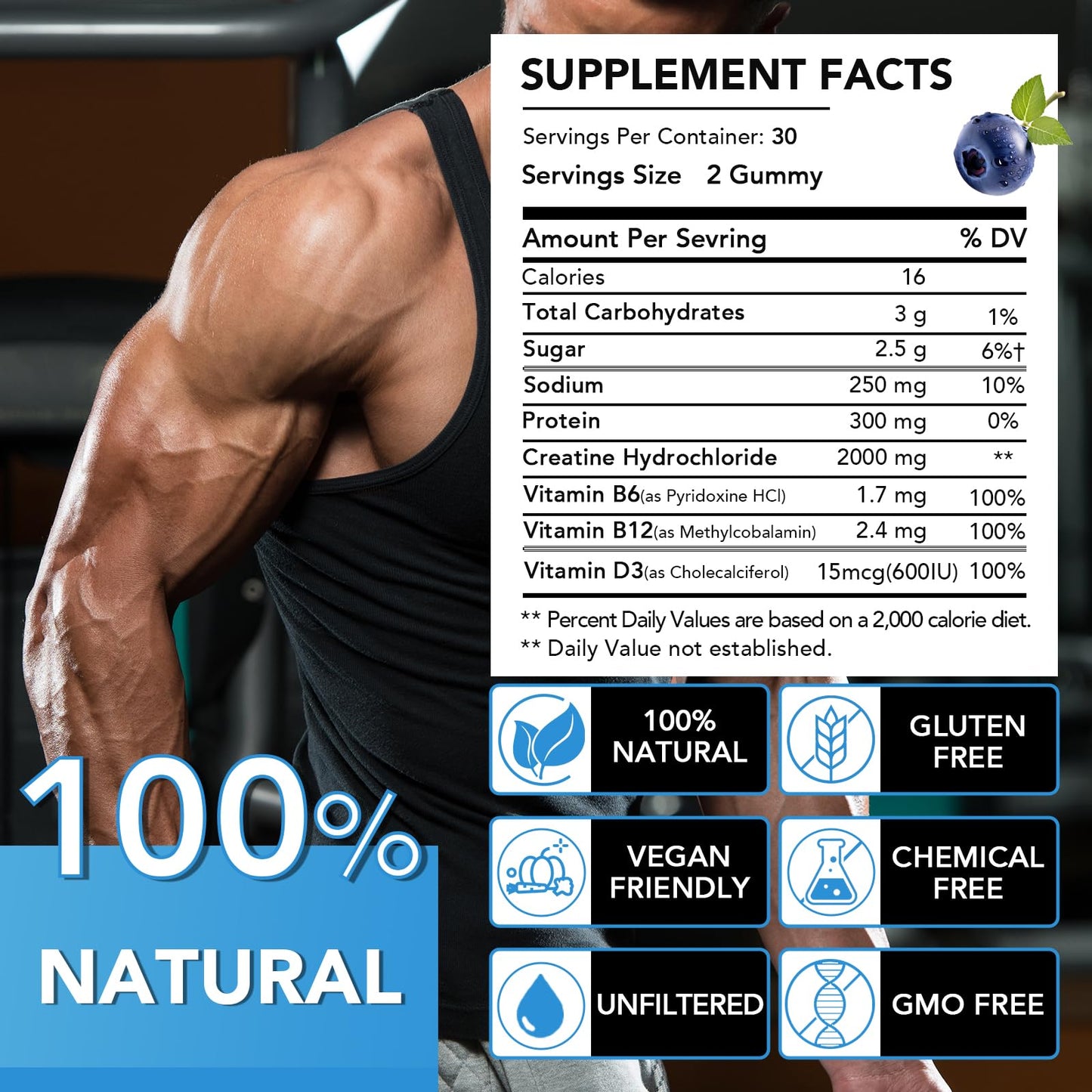 Ourui One Creatine HCL Gummies 2000mg – Fast Absorbing for Strength & Recovery