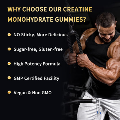 OUYIYUA Creatine Monohydrate Gummies 5000mg – Sugar Free, Mixed Berry, 120 ct