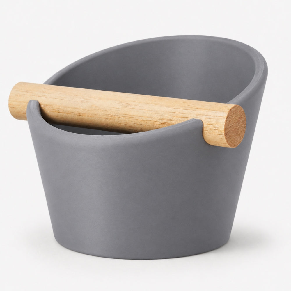 Oval Espresso Knock Box with Oak Bar KNOCDIC®