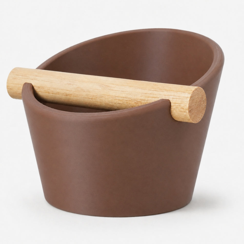 Oval Espresso Knock Box with Oak Bar KNOCDIC®