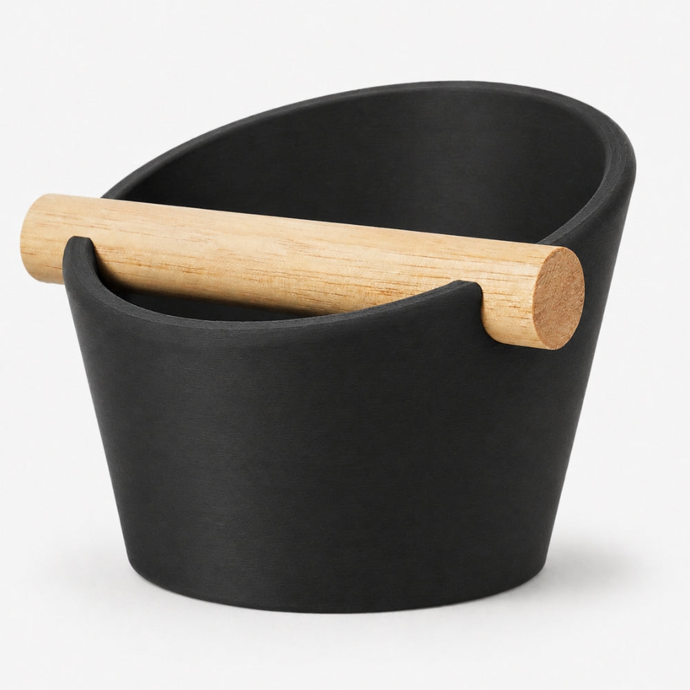Oval Espresso Knock Box with Oak Bar KNOCDIC®