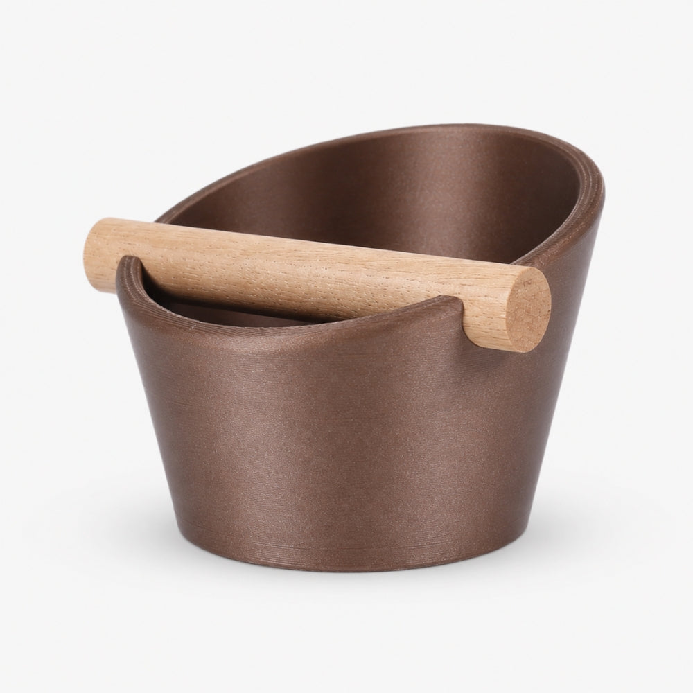Oval Espresso Knock Box with Oak Bar KNOCDIC®