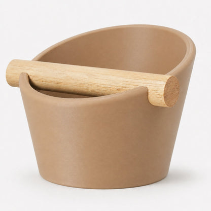 Oval Espresso Knock Box with Oak Bar KNOCDIC®