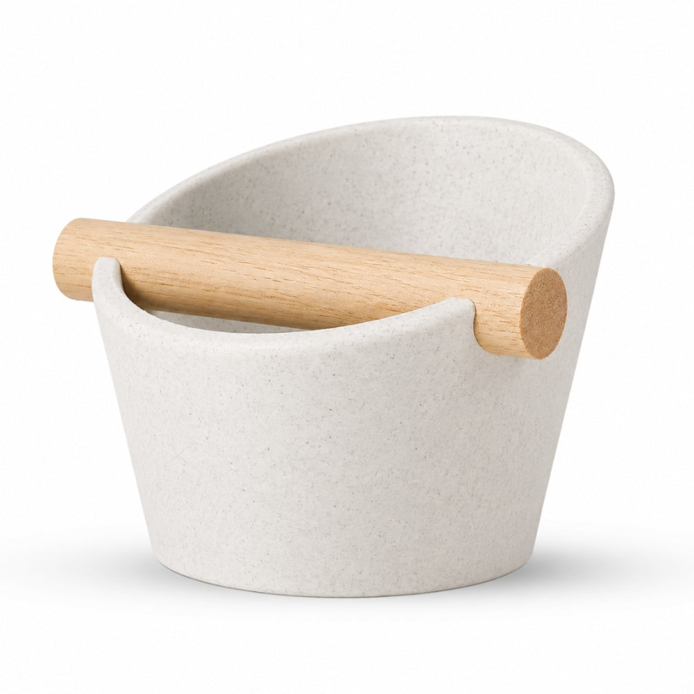 Oval Espresso Knock Box with Oak Bar KNOCDIC®