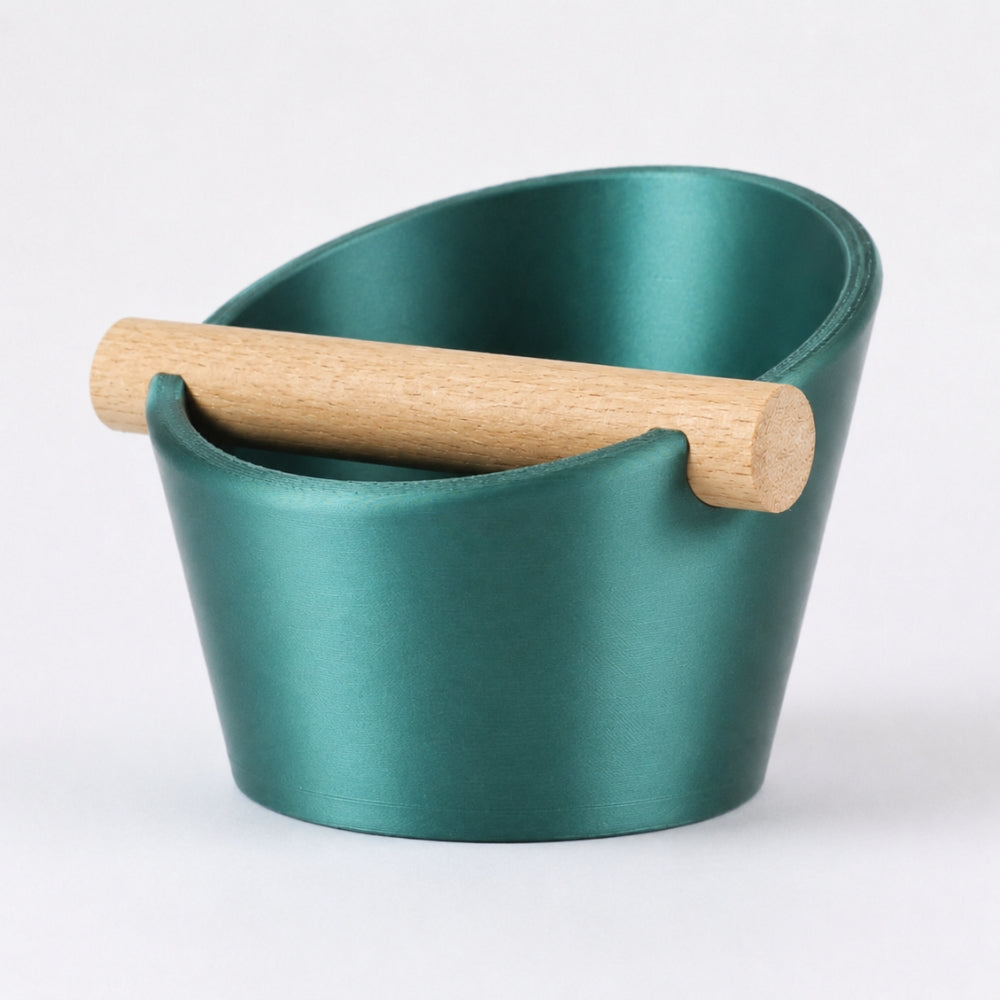 Oval Espresso Knock Box with Oak Bar KNOCDIC®