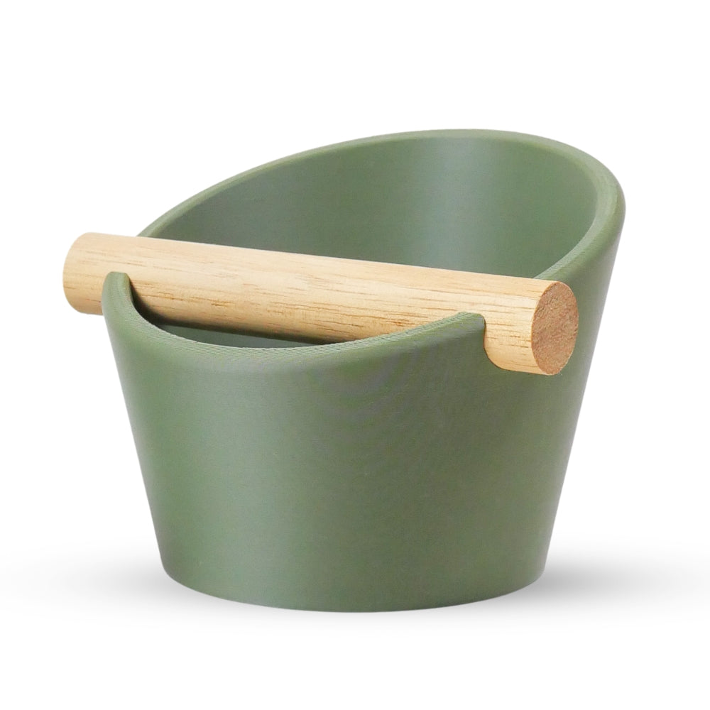 Oval Espresso Knock Box with Oak Bar KNOCDIC®