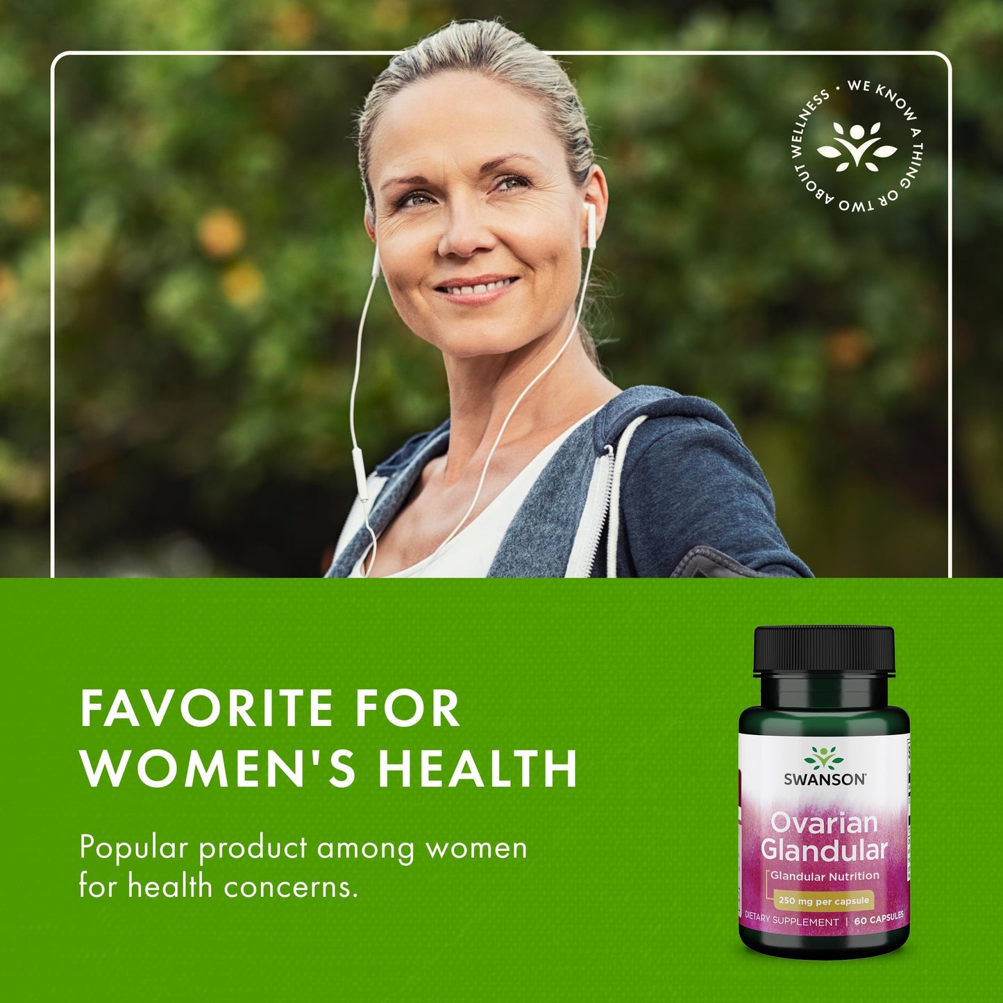 Swanson Ovarian Glandular Supplement - Women's Glandular Health & Balance - 60 Capsules, 250 mg Each