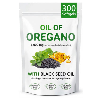 Ovela Oil of Oregano with Black Seed Oil – 2-in-1 Oregano Capsules, Immune Support, 300 Softgels