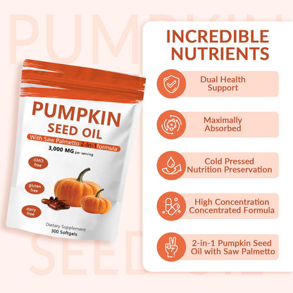 Ovela Pumpkin Seed Oil Capsules 3000mg + Saw Palmetto – Hair Growth Support