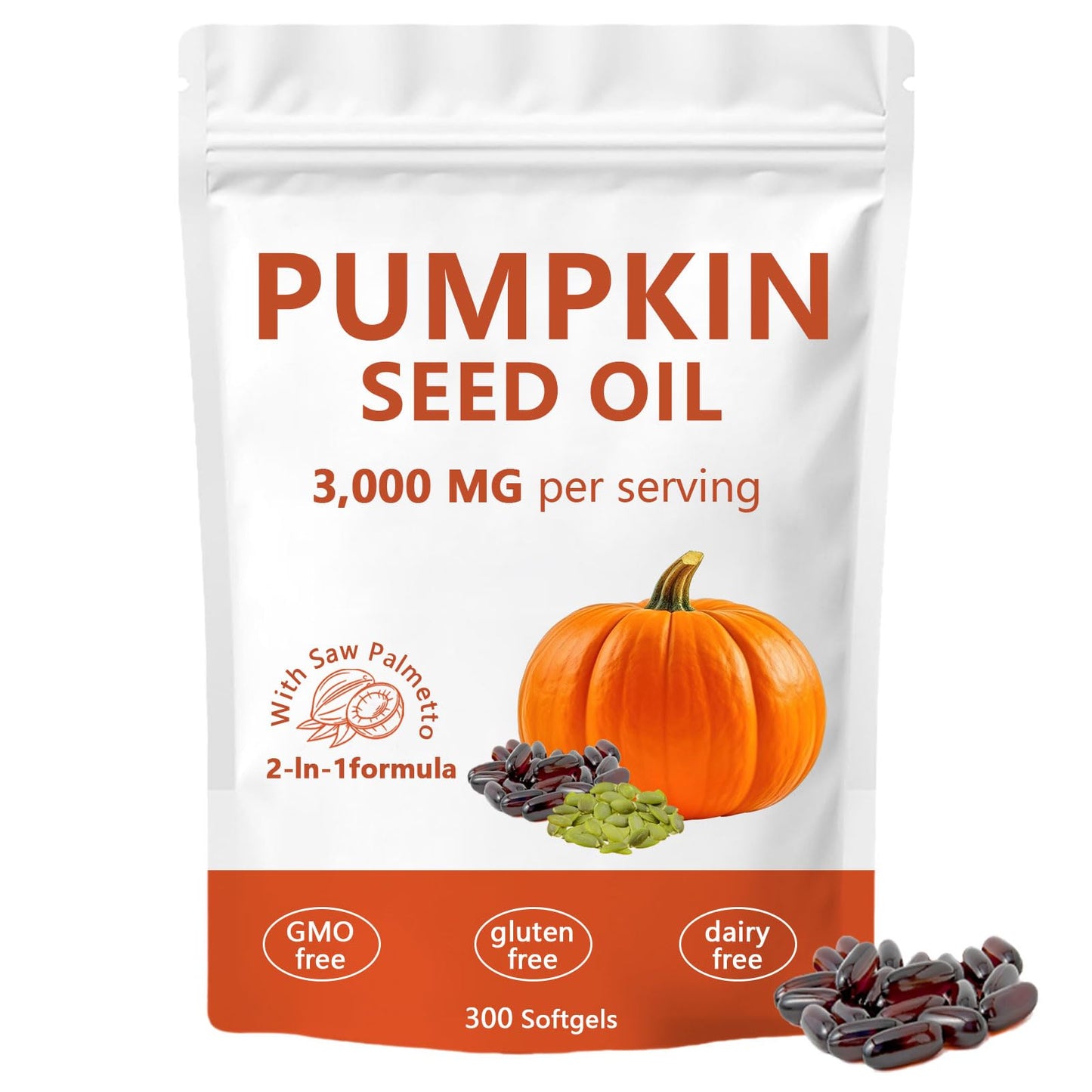 Ovela Pumpkin Seed Oil Capsules 3000mg with Saw Palmetto | Non-GMO, Gluten-Free