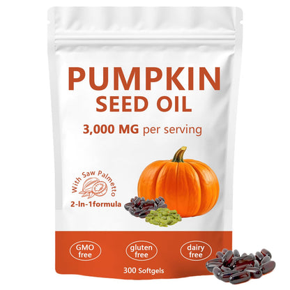 Ovela Pumpkin Seed Oil Capsules 3000mg with Saw Palmetto | Non-GMO, Gluten-Free